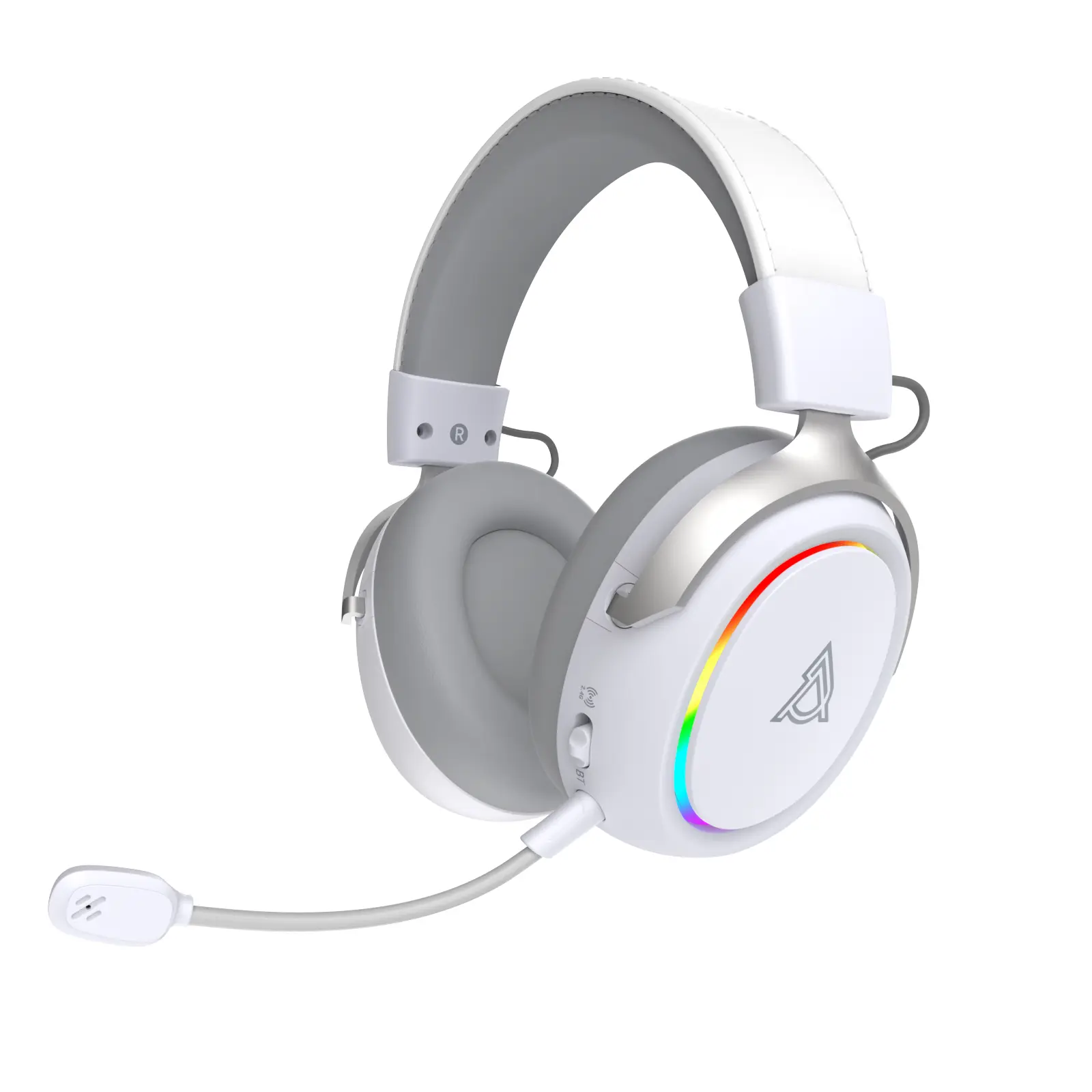 AJAZZ AHM10 MAX Over-Ear Wireless Gaming Headset For PC, PS5, PS4, Mac, Switch - BT/Type-C, 53mm Drivers, 7.1 Surround Sound, 360° Noise-Canceling Mic, 2000mAh Battery, Memory Foam Ear Cushions, RGB Light, Ideal For FPS Gamers