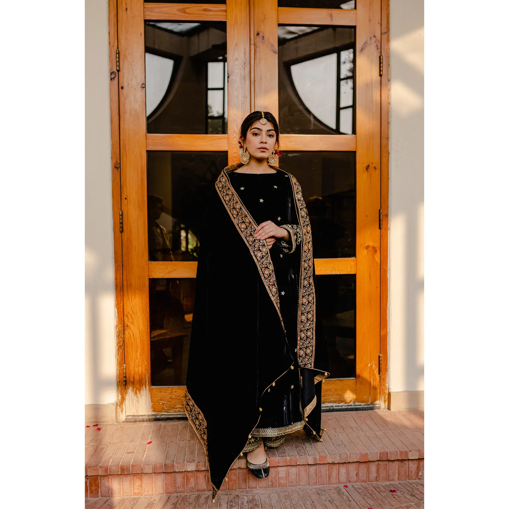 Black Embroidered Shawl