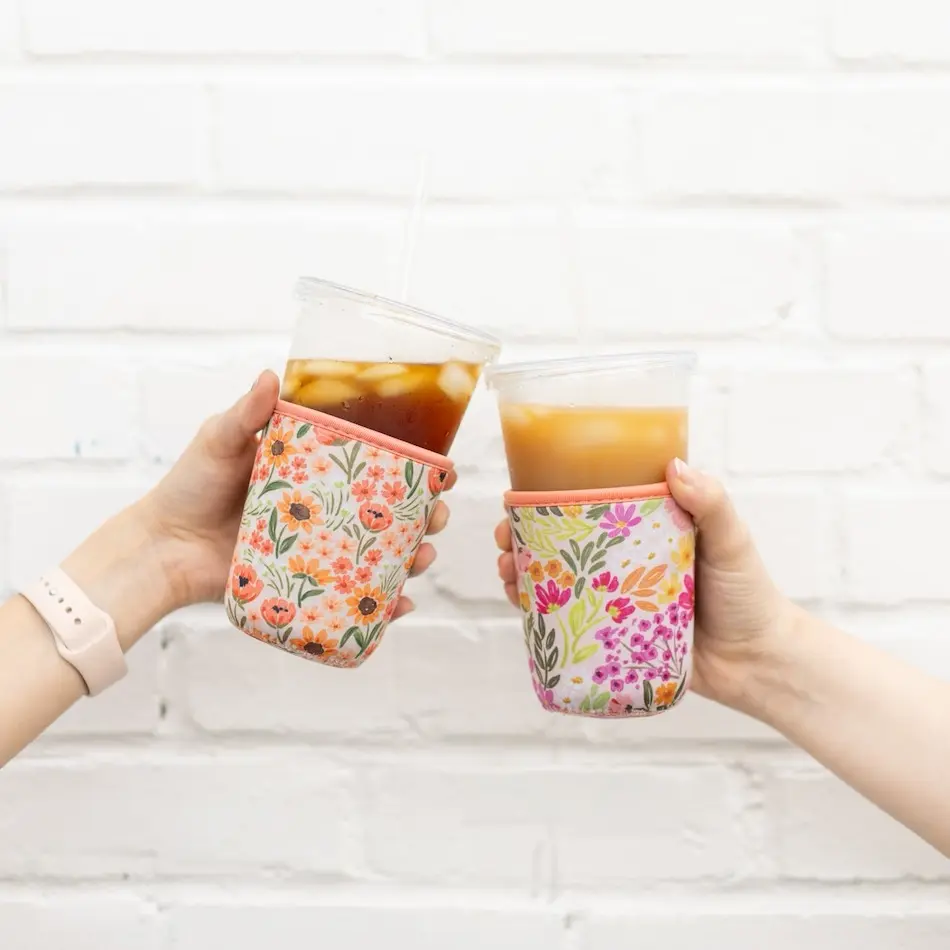Thick Drink Sleeve - 2 Size Options - Regular Drink Can Protector, Dry Cup Grip, Clings to Cup, Fits 3.75" Cans, Coffee Mugs, Tumblers, Extends Ice Retention Time