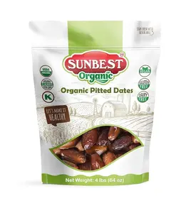 Sunbest Natural Deglet Noor Organic Dates, 4 lbs – Pitted & Whole – Bulk Dried Fruit Snack For Kids & Adults – Naturally Sweet For Baking & Cooking – Chewy, Fiber Rich, Kosher & No Sugar Added (64 oz)