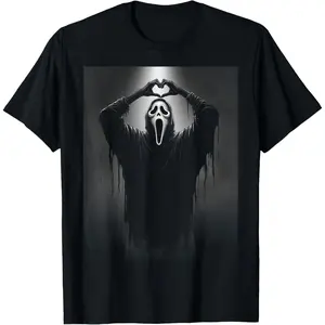 Vintage Ghostface Sunflower Tee Scary Face Horror Ghost Heart Hands Creepy Halloween T-Shirt