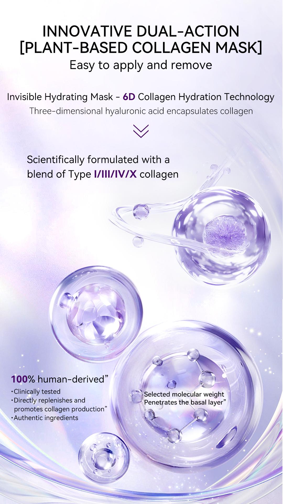 HKY 6D Collagen Wrapping Peel Off Face Mask, PDRN & Peptides Deep Hydrating Treatment for Glass Skin Glow. Anti-Aging Purple Firming Facial Skincare for Pore Refining & Wrinkle Care. Satisfying Peeling Moisture Pack, Premium Korean Beauty Formula (10 Pcs)