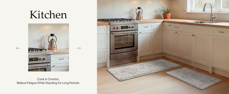 GENIMO Kitchen Mats for Floor 2PCs, Washable Anti-Fatigue Mat for Cushioned, Waterproof Kitchen Runner, Pet Friendly Rug Comfy Rug, Non Slip Ergonomic Comfort Standing Mat for Home, Runner, Office, Sink, Laundry