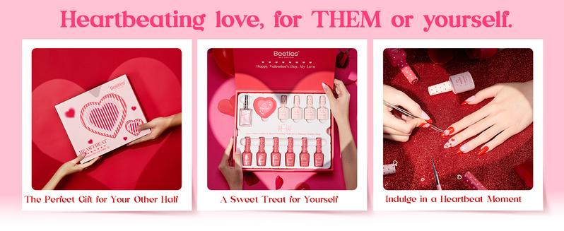 【Exclusive to TikTok】Beetles HEARTBEAT Gel Nail Polish Set,Glitter Pearl Gel Cat Eye diy salon nails at home gift Cosmetic Manicure Cutics Fall Nail Halloween Nail Black Friday Winter Nail Christmas Gift