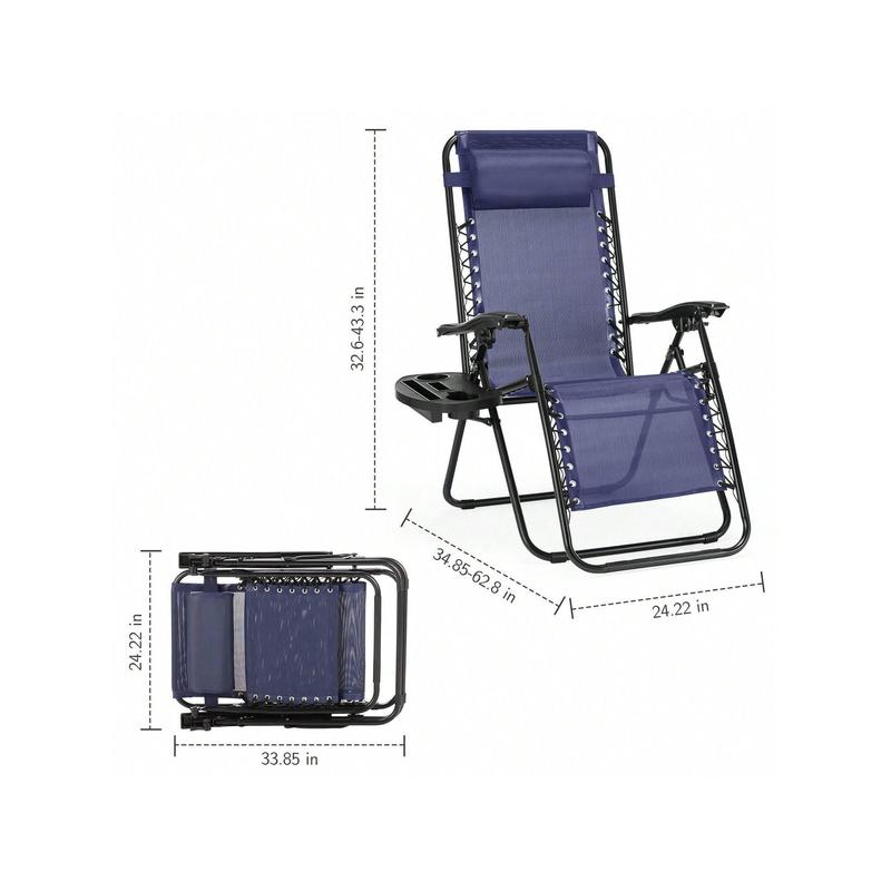 New 2024  Sweetcrispy Set Of 2 Zero Cravity Lounge Chairs Ergonomic Adjustable Lying Angle Sturdy Steel Mesh Support Outdoor Patio Folding Recliners For Pool Beach With Pillow And Cup Holder