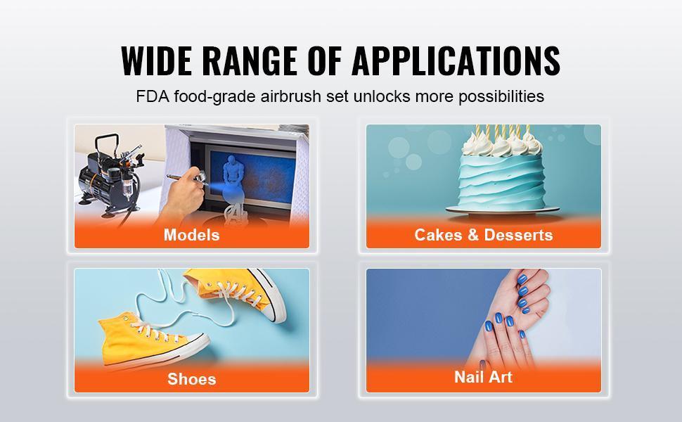 VEVOR Airbrush Ensemble, Expert Airbrush Kit with Compressor, Multi-Use Dual-Action Gravity Feed Airbrush System for Art, Nails, Cookies, Tattoos