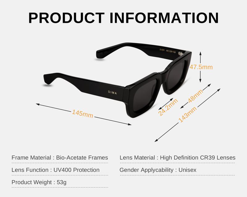 DIMA Eyewear - Ever Sunglasses , Stylish Eco-friendly Biodegradable Frame CR39 Lenses Black Espresso Tortoise Comfortable Fit Sun Protection