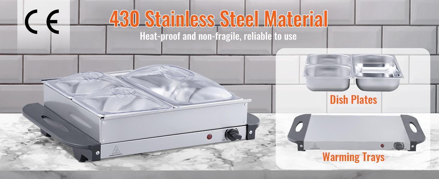 VEVOR Electric Buffet Server & Food Warmer, 14" x 14" Portable Stainless Steel Chafing Dish Set with Temp Control & Oven-Safe Pan, Perfect for Catering, Parties, Events, Entertaining, Silver, ETL VEVOR Electric Buffet Server & Food Warmer, 14" x 14" Portable Stainless Steel Chafing Dish Set with Temp Control & Oven-Safe Pan, Perfect for Catering, Parties, Events, Entertaining, Silver, ETL