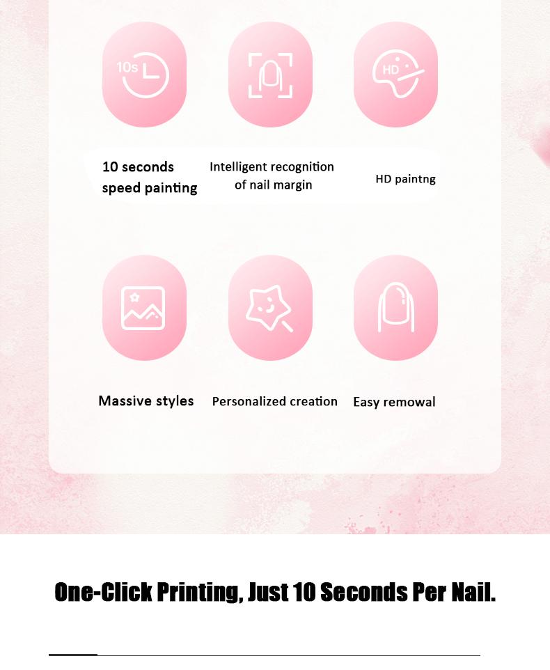 Nail Printer Nail Art Machine Portable 3D Digital Printer for Nail Art DIY Control Through Mobile App with 1000+ Designs & 10s Fast Printing for Beauty Personal Care