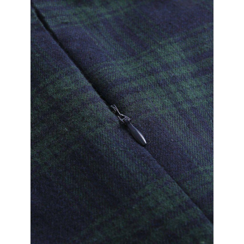 Retro Stage 1950S Green Plaid Short Sleeve Shirt Dress with Cinched Waist & Flared Skirt for Casual Outings & Dates - Classic Look & Comfortable Fit Womenswear Collared Shortsleeve Summer Basic Minimalist Vintage Girly Clothes Suits Gamis Fitted