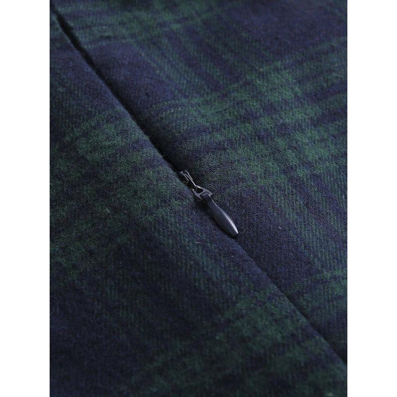 Retro Stage 1950S Green Plaid Short Sleeve Shirt Dress with Cinched Waist & Flared Skirt for Casual Outings & Dates - Classic Look & Comfortable Fit Womenswear Collared Shortsleeve Summer Basic Minimalist Vintage Girly Clothes Suits Gamis Fitted