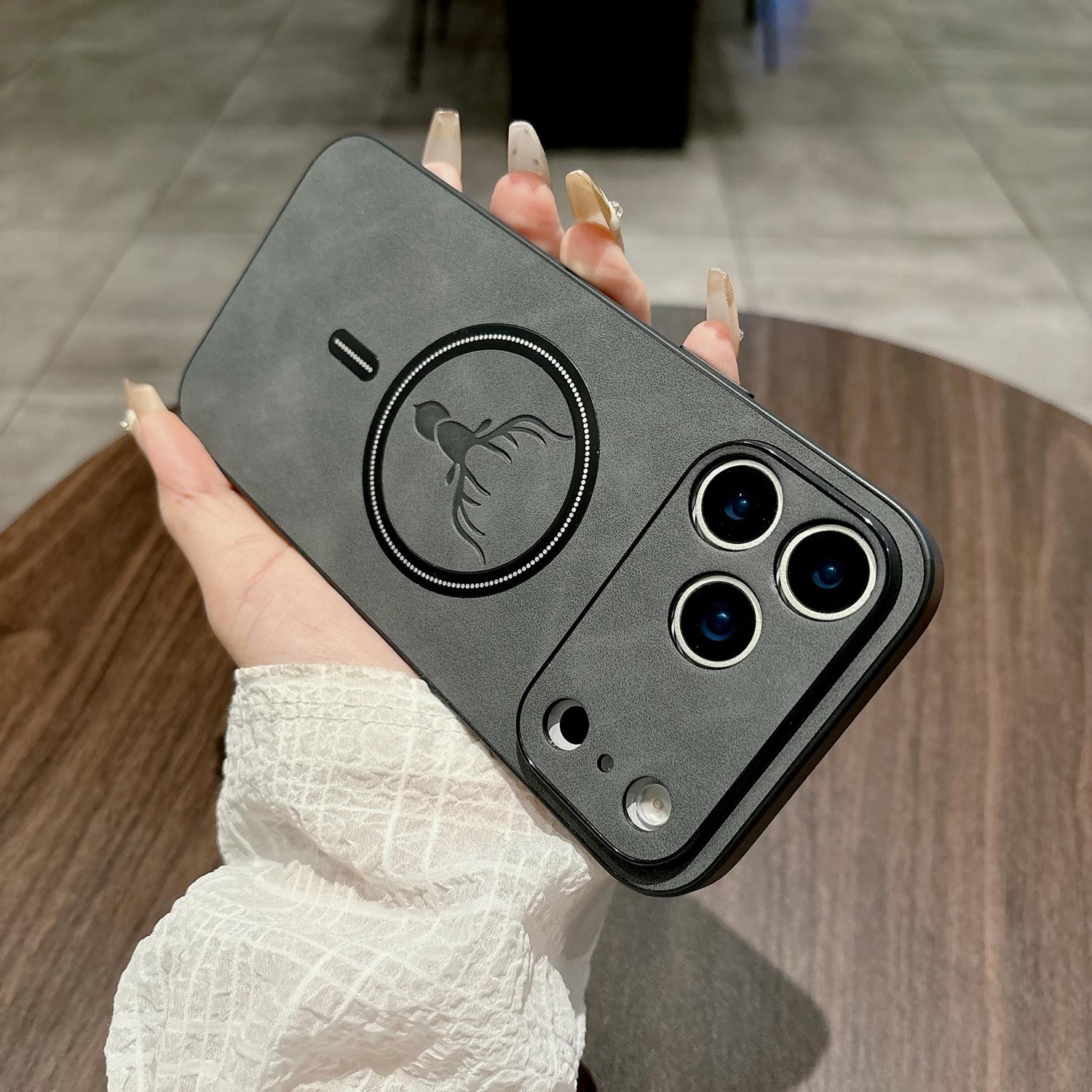 Shockproof Magnetic Bumper Case for iPhone 17 Pro Max 16 15 14 13 12 11, Elk Magnetic Imitation Sheepskin Pattern Phone case, Skin Feel, Fashion Business, Anti-Drop wear-Resistant