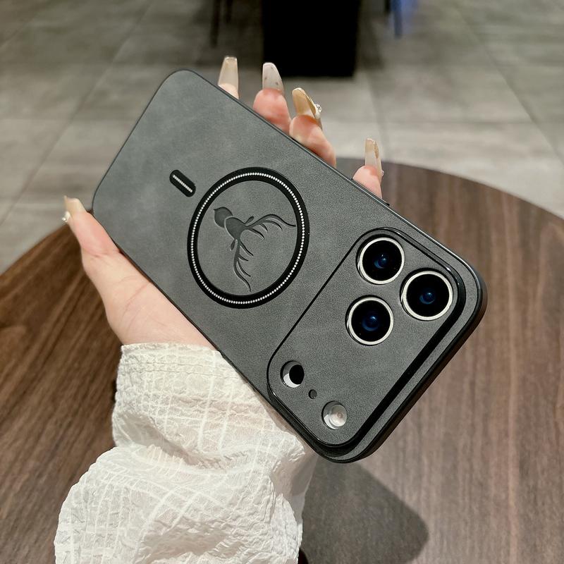 Shockproof Magnetic Bumper Case for iPhone 17 Pro Max 16 15 14 13 12 11, Elk Magnetic Imitation Sheepskin Pattern Phone case, Skin Feel, Fashion Business, Anti-Drop wear-Resistant