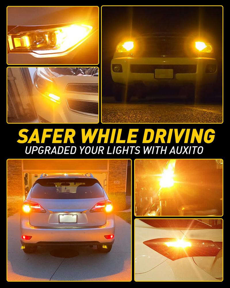 AUXITO Latest CANBUS LED Tail Brake Turn Signal Light Bulbs ,4000LM 600% Brighter,Built-in Resistor ,Anti Hyper Flash,Error-Free,Plug and Play,Reverse Backup Stop Light DRL/Parking Light，Select Bulb Model: 7440 / 7443 / 3156 / 3157 / 1157