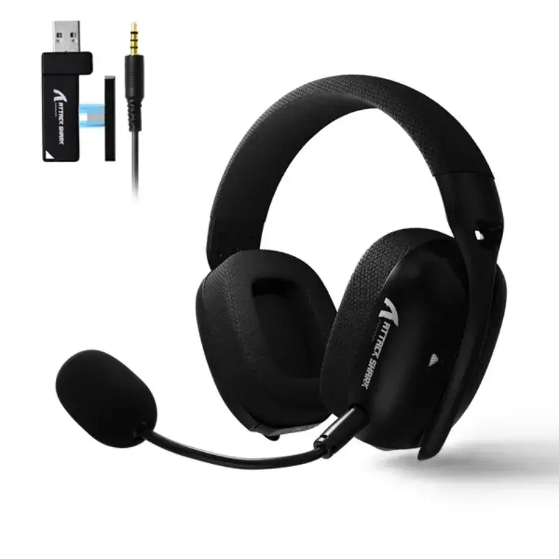 203g Gaming Headset Wireless Sports ATTACK SHARK L80PRO for PC/PS/XBOX Lightweight with 20ms Low Latency, Dual Mics, 40mm Drivers, 300mAh Battery - 3 Modes (2.4G/Bluetooth/Wired) 2-in-1 Type C and USB A 2.4Ghz receiver, Gaming Accessories