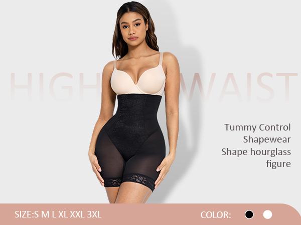 FeelinGirl Shapewear Tummy Control Shapewear Shorts Control Panties High Waisted Lace Shapewear Shorts Butt Lifting Comfort Soft
