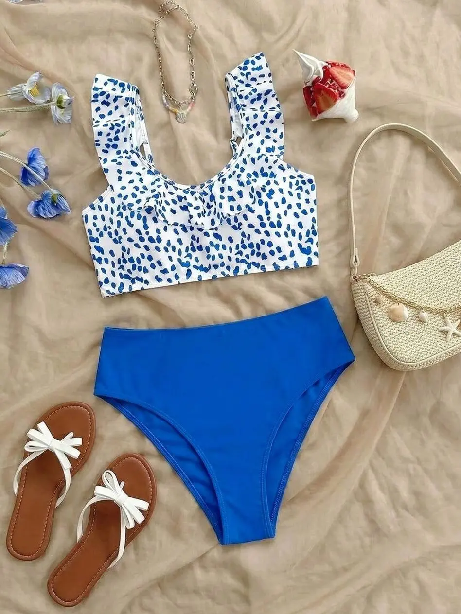 Tween Girls Fashionable Valentine's Day Bikini Set, Cute Beach And Pool Swimwear For Summer Vacation