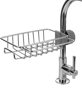 Sponge Holder Over Faucet Kitchen Sink, Stainless Steel Detachable Hanging Faucet Drain Rack Organizer for Kitchen Bathroom，Sink Caddy Sponge Holder