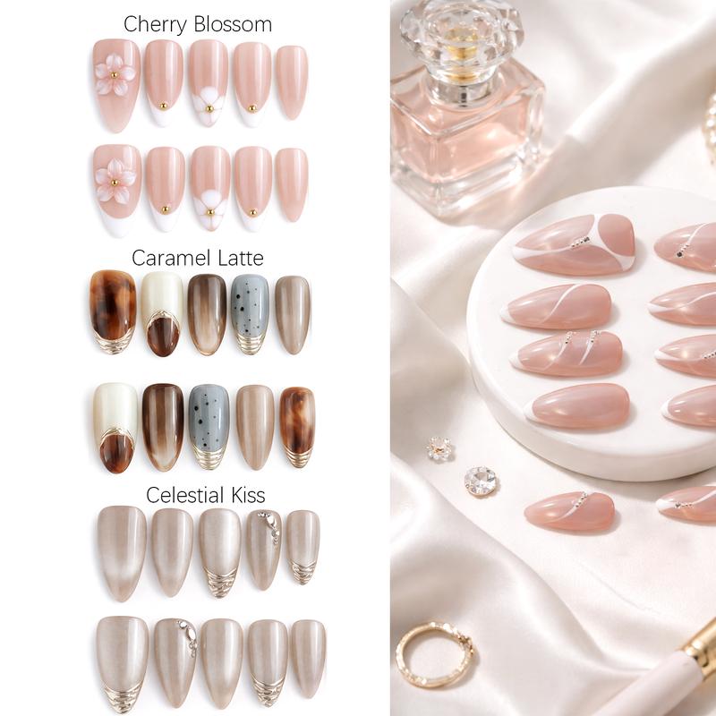 Luxury Silver Pearl Chrome Nails | Almond Shape Nude Base Textured Wavy Chrome French Tip 3D Silver Pearl Bubble Accent - Glue-Free Reusable Durable High-Shine Glam Press Ons