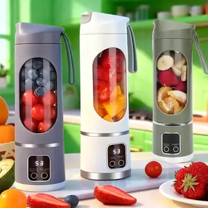 Portable Juicer, USB Rechargeable Juice Extractor Cup with LED Display, Fruit Juicer, Vegetable Juicer, Suitable for Outdoor Carrying Use, BPA Free Eco-friendly Juicer Machine, Travel Mate and Kitchen Gadgets, Valentine's Day Gifts for Adults