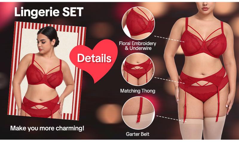 HSIA Renna Valentine's Day Embroidery Sheer Mesh Lightweight Lift Underwire Bra Comfort Fit