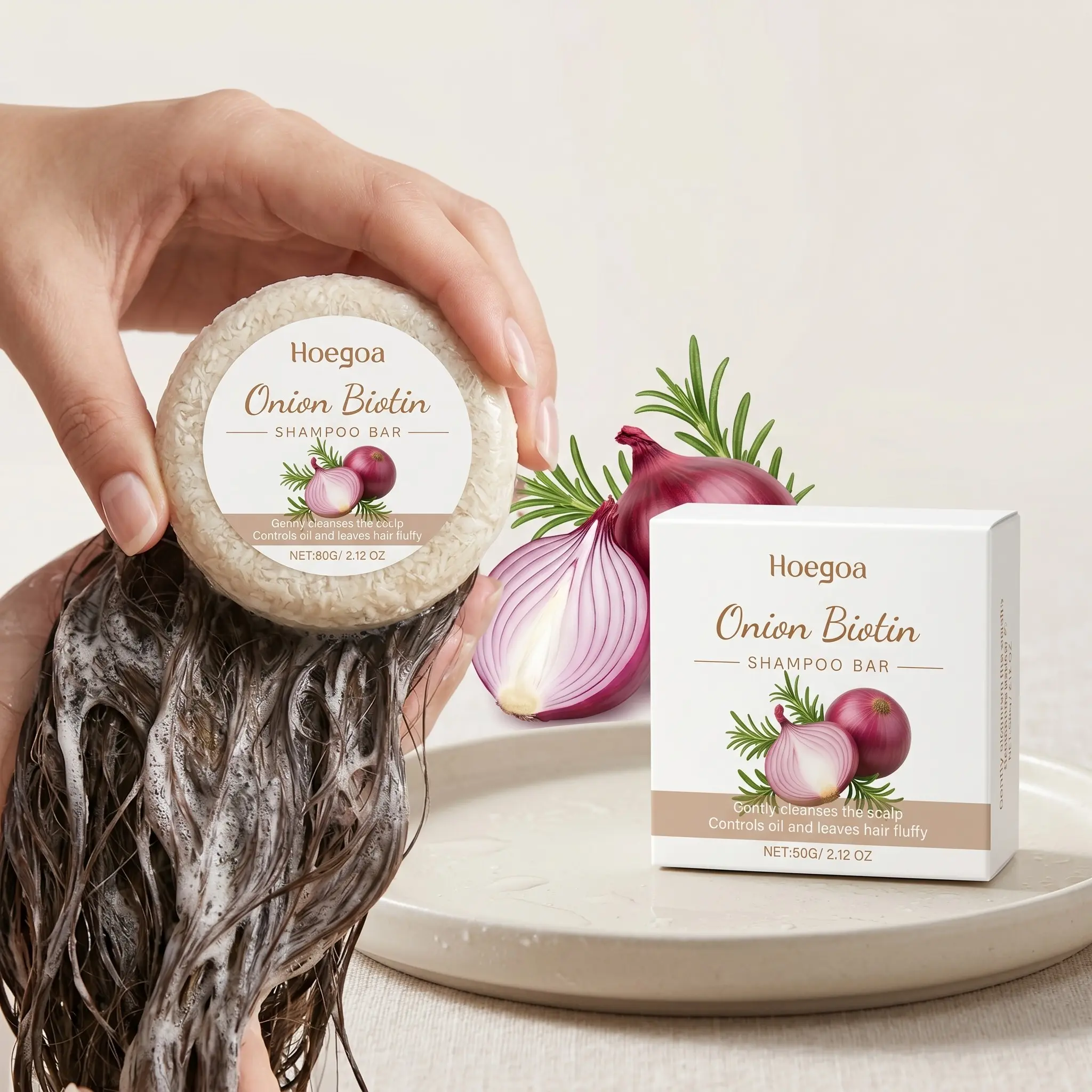 Onion Biotin Shampoo Bar, Refreshing Hydrating Moisturizing, Mild Gentle Cleansing, Voluminous Smooth Hair Care, Nourishing Hair Treatment, Haircare Product
