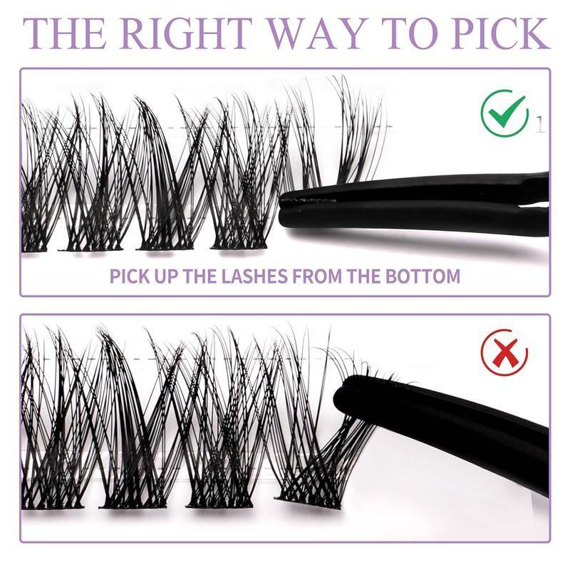 2026 new 4 in 1 Eyelash Extensions Kit with Bond Seal Tweezers Brush for DIY Asian Doll Lash Clusters Professional Eye Makeup Tools for Women Girls Set Flawless Cosmetic Set