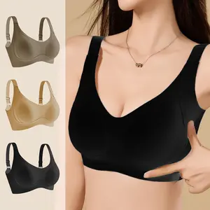 Seamless wireless sports bra, breathable and comfortable, push-up shaping for small breasts, slimming and anti-sagging for large breasts.