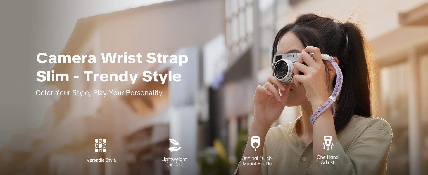 PGYTECH Camera Wrist Strap Slim Trendy Style, Adjustable Quick Release Anti-Drop Braided Rope Hand Strap Holds 55.1lb for Sony/Nikon/Canon Cameras/Phone for Young Photographers