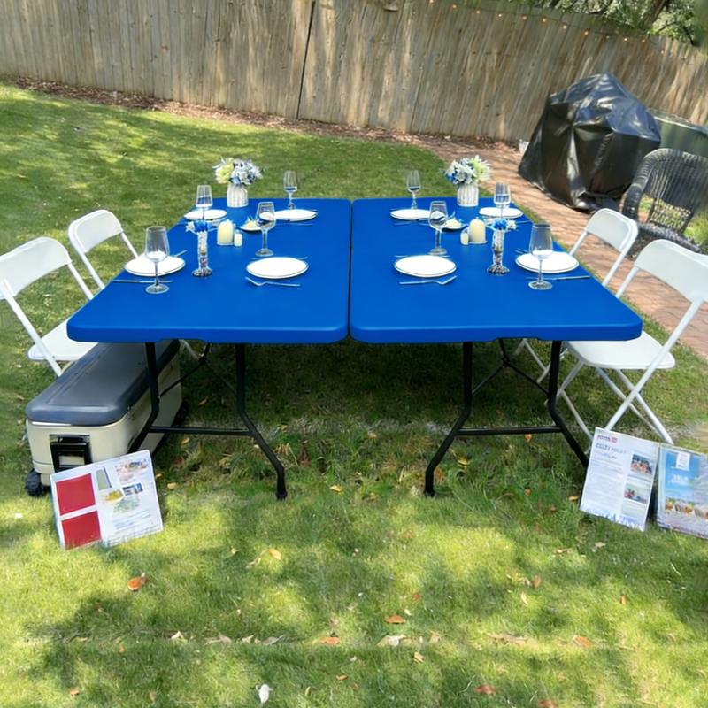 2 Pack Stretch Table Covers for 6FT Tables, Elastic Fitted Rectangle Tablecloths, Washable Spandex Fabric Tabletop Covers for Parties, Weddings, Picnics, Events (30"x72")