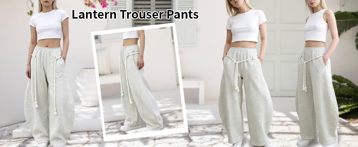 Construction detail of Women's Oversized Wide-Leg Drawstring Sweatpants with practical pockets