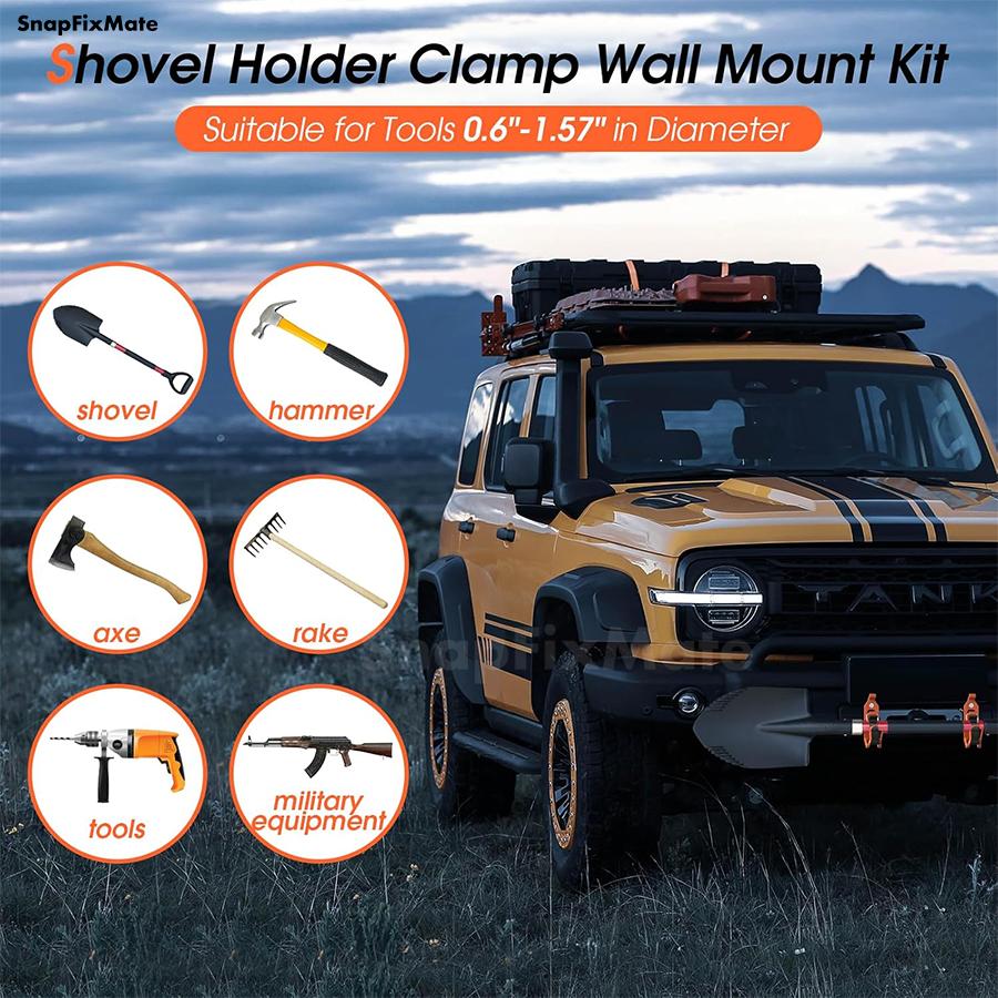 Shovel Mount Installed on Truck Roof Rack