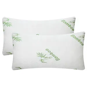 2 Pcs Bamboo Memory Foam Bed Pillow Hypoallergenic Shredded Pillow for Head Neck Support Washable Cover 2 Pcs Bamboo Memory Foam Bed Pillow Hypoallergenic Shredded Pillow for Head Neck Support Washable Cover
