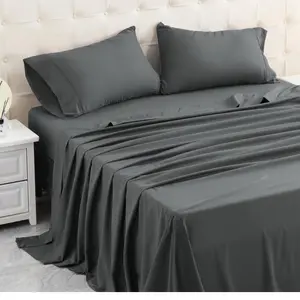 4 Piece Bed Sheet Set Soft Microfiber Sheets with 2 Pillowcases Durable Bedding Accessories for Everyday Comfort