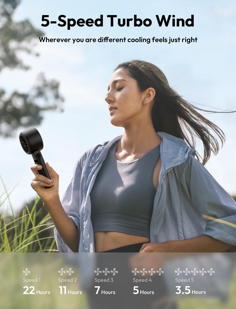 Aecooly 3-in-1 Portable Fan, Turbo Handheld USB Fan, Rechargeable Mini Pocket Fans, 24H Battery, Foldable for Travel, Summer, Gifts for Women,Summervibes，dealsforyoudays