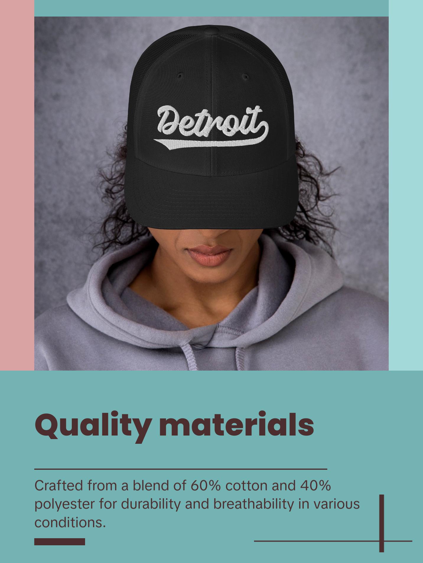 THE WELL KEPT Vintage Detroit Baseball Script Retro Detroit Trucker Cap Hat