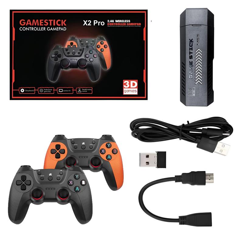 X2 PRO Retro Game Stick 4K Console with 58000+ Games 41 Classic Emulators Plug & Play HDMI 64GB/128GB Dual 2.4G Wireless Controllers for TV Home Entertainment Party Fun