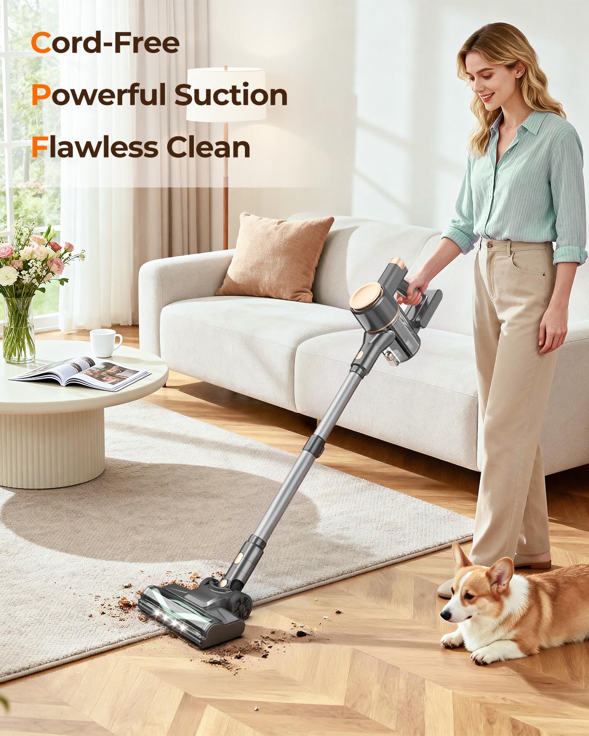 N8 Cordless Stick Vacuum Cleaner 25Kpa 40 Mins Runtime Lightweight Stick Vacuum,Self-Standing Rechargeable Vacuum Cleaners for Pet Hair,Carpet,Hardwood Floor