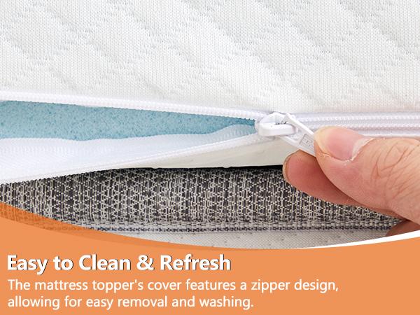 Memory Foam Mattress Topper with Removable Soft Cover, Thick Gel Infused Cooling Toppers Pad for King Size Bed, Sleeper Sofa, RV, Camper, CertiPUR US Certified, Ventilated