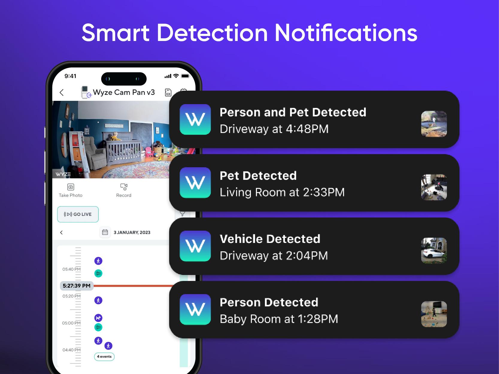 Wyze Cam Pan v3 — #1 Security Camera on TikTok! Wired, Indoor/Outdoor Pan Tilt Zoom (PTZ) w/ 360 Degree Motion Tracking, Color Night Vision, HD, WiFi