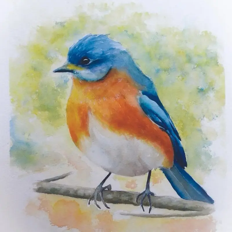 Eastern Bluebird Watercolor Art Print Wall Decor