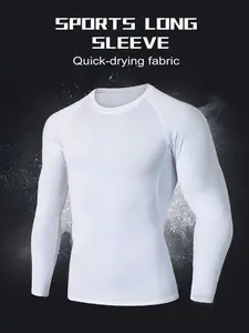 VYNCE MEN Street Life Camisa de Manga Larga de Compresion con Cuello Redondo y Tela Elastica para Entrenamiento
