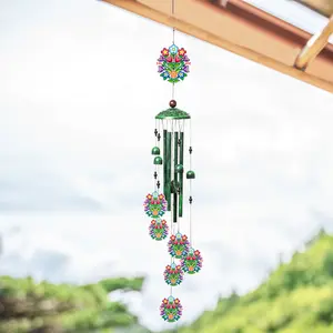 Nu Trendz 38" Anishinaabe Ojibwe Floral Wind Chimes for Outside Large with 4 Tuned Tubes Hook Memorial Gift for Mom Women Grandma Neighbors Hangable Ornaments - Decor, Hanging