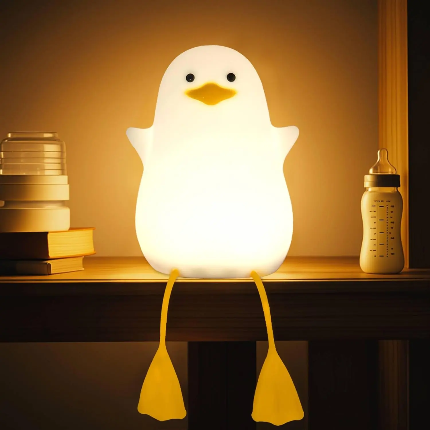 Cute Duck Design Night Light, USB Rechargeable Silicone Lamp, Touch Control LED Lamp, Novelty Lighting for Bedroom, Living Room, Home Decor, LED Bedside Lamp