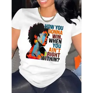 [100% Cotton] A Crew Neck, Relaxed Fit T-Shirt For The Spring And Summer Season Featuring An African American Graffiti Portrait Print And Made From Polyester Knit Fabric. T-Shirt For Men And Women