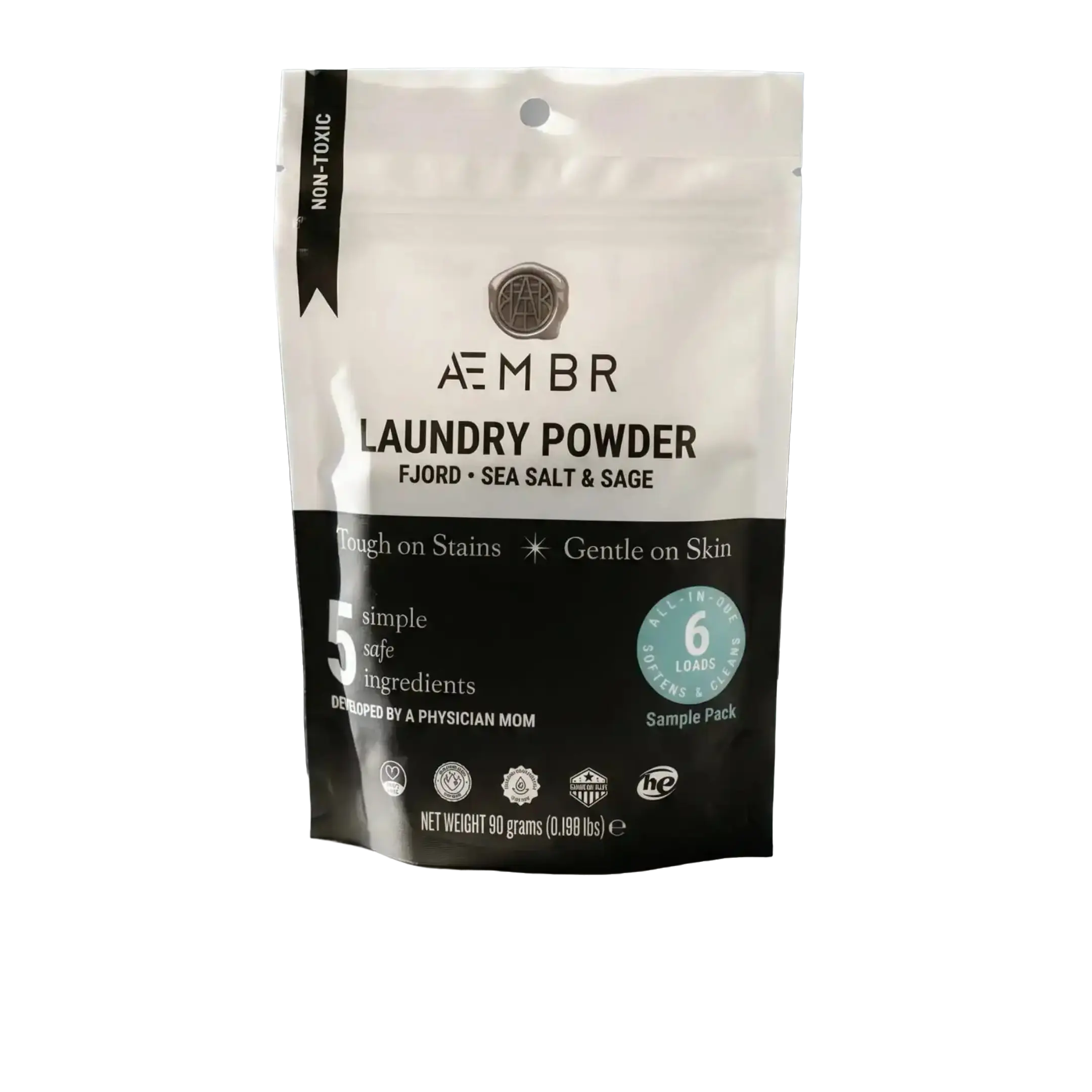 AEMBR Fjord Laundry Powder Trial Pack - Sea Salt & Sage Scented Detergent Beads for Crisp Airy Laundry - Non-Toxic & Safe for Families & Pets