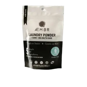 AEMBR Fjord Laundry Powder Trial Pack - Sea Salt & Sage Scented Detergent Beads for Crisp Airy Laundry - Non-Toxic & Safe for Families & Pets