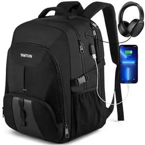 YAMTION 17.3 Inch Large Laptop Backpack with USB Charging & Headphone Jack, Water Resistant School & Business Backpack for Teens, College Students & Working Adults