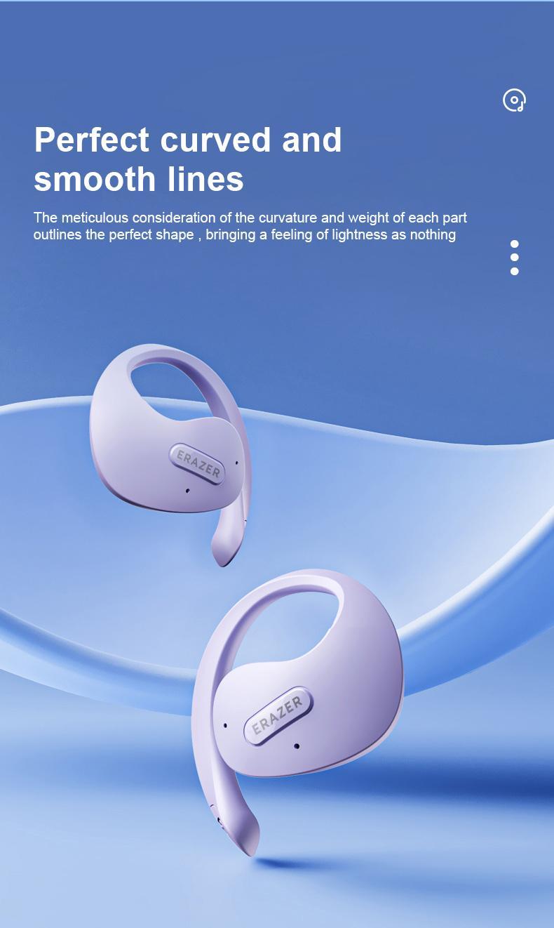 Erazer X15 Pro Open Ear Ergonomic Ear-Hook Earbuds, Immersive True Wireless Bluetooth Stereo Headphones with Mic, Rechargeable Touch Control Waterproof Earphones for Sport, Gym, Music, Gaming