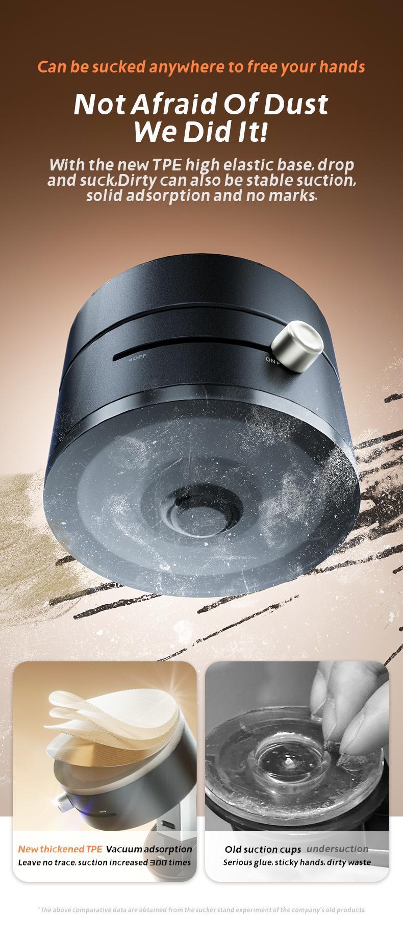 Multi-functional vacuum strong magnetic cell phone holder, 360 ° rotation, suitable for all kinds of cell phones, with magnetic holder, foldable, convenient for multi-scene application